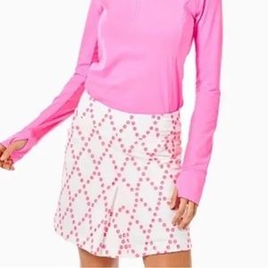 LILLY PULITZER Skort Women Size 4 White Pink Eyelet LUXLETIC UPF 50+ GOLF Skirt